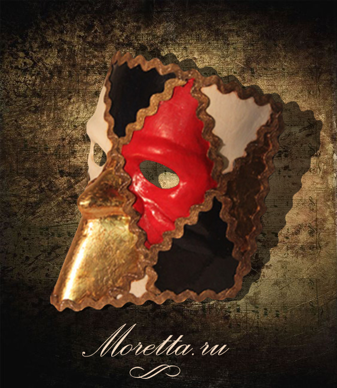 Венецианская маска Баута чёрно-красного цвета 1